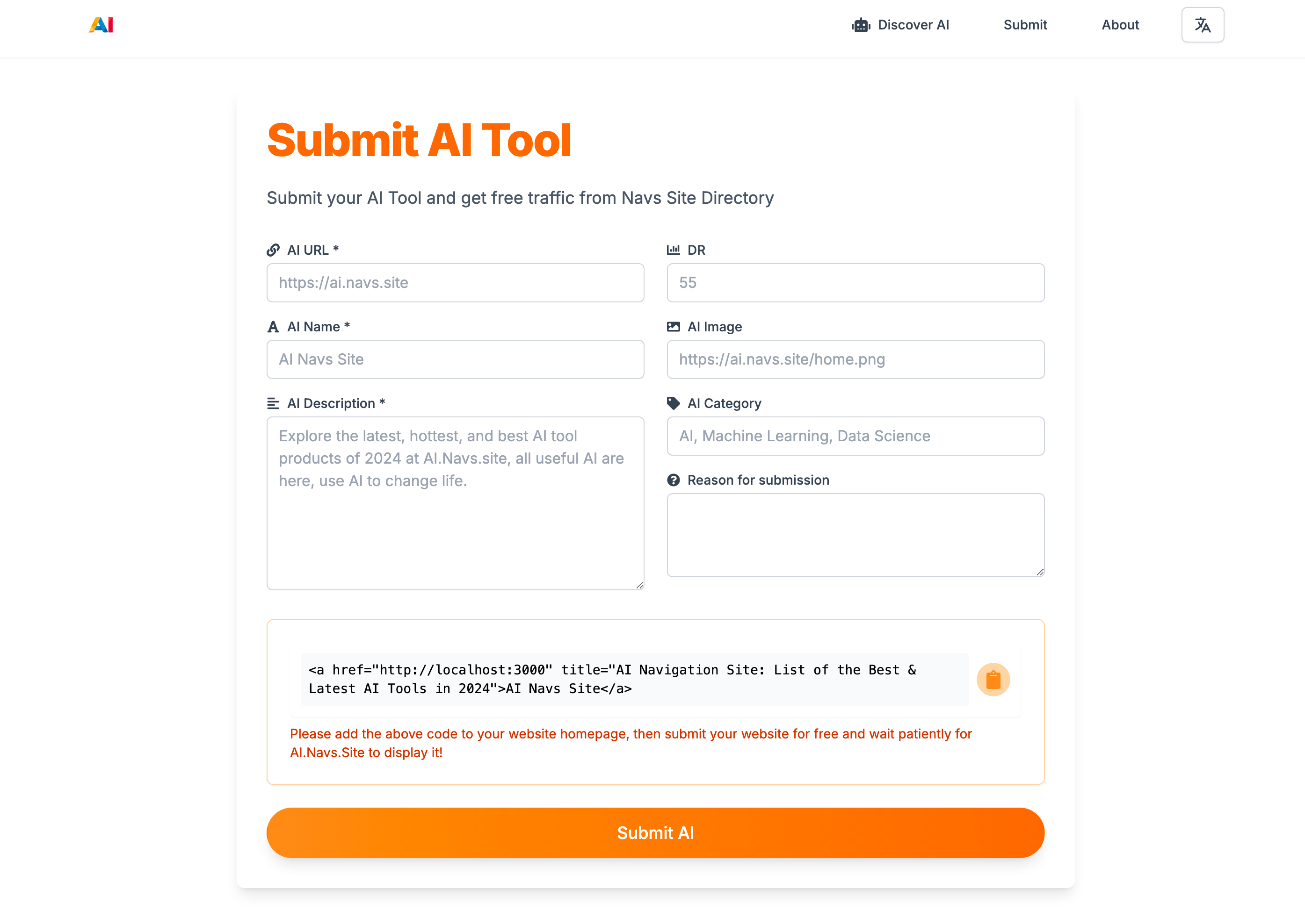 Submitting Your AI Tool Website